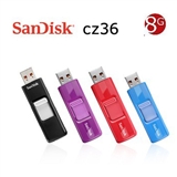 SanDisk（闪迪）Cruzer CZ36 8GB U盘 黑红 时尚滑盖设计 伍年质保